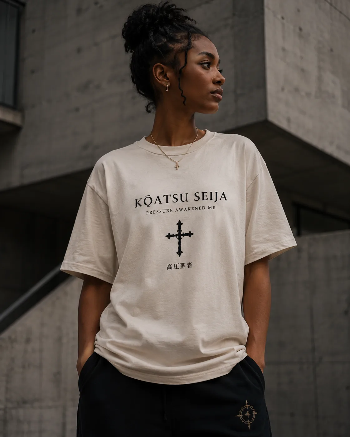 Kōatsu Seija Urban Streetwear in a Concrete Backdrop visual