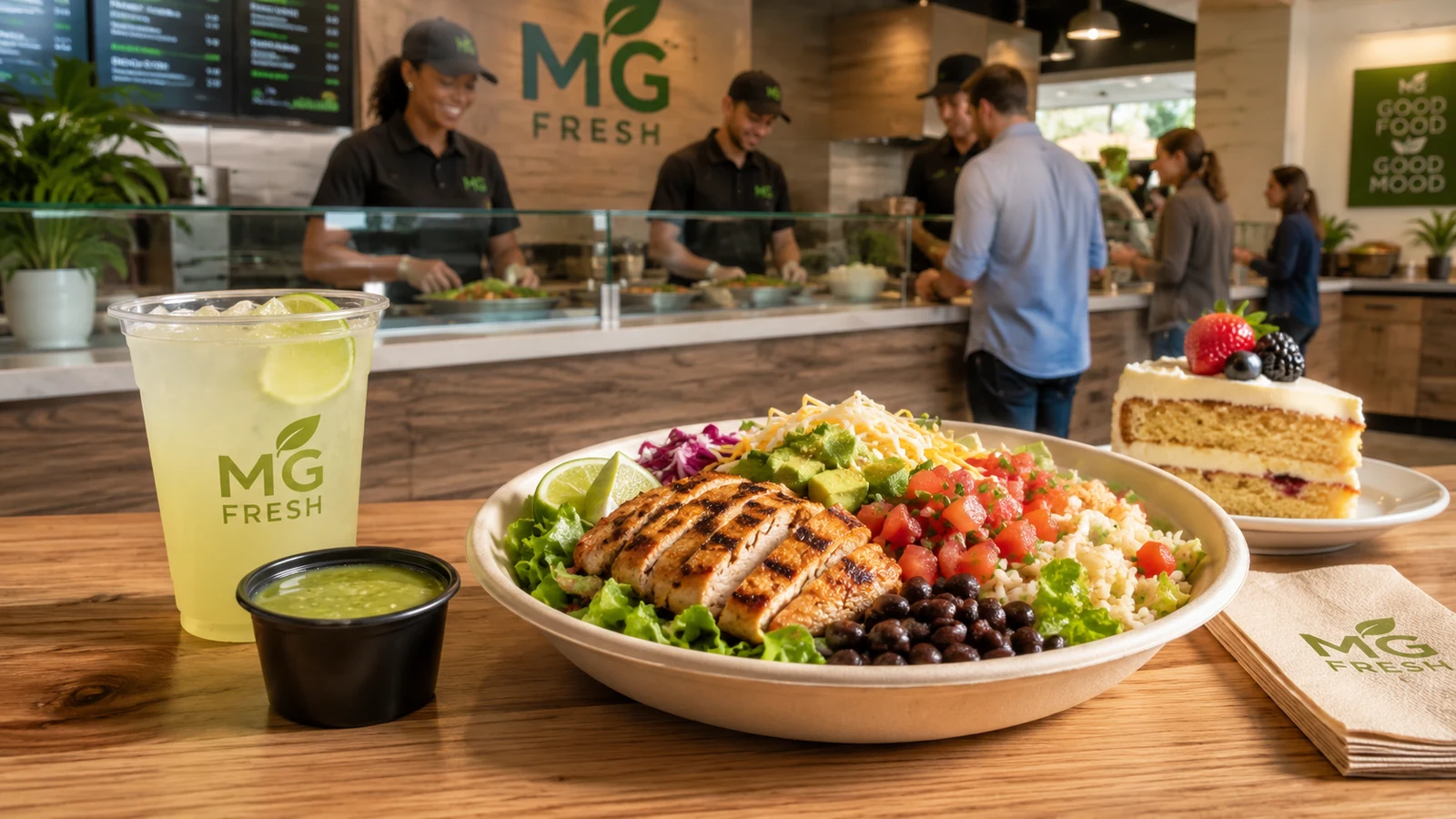 MG Fresh bowl and beverage presentation