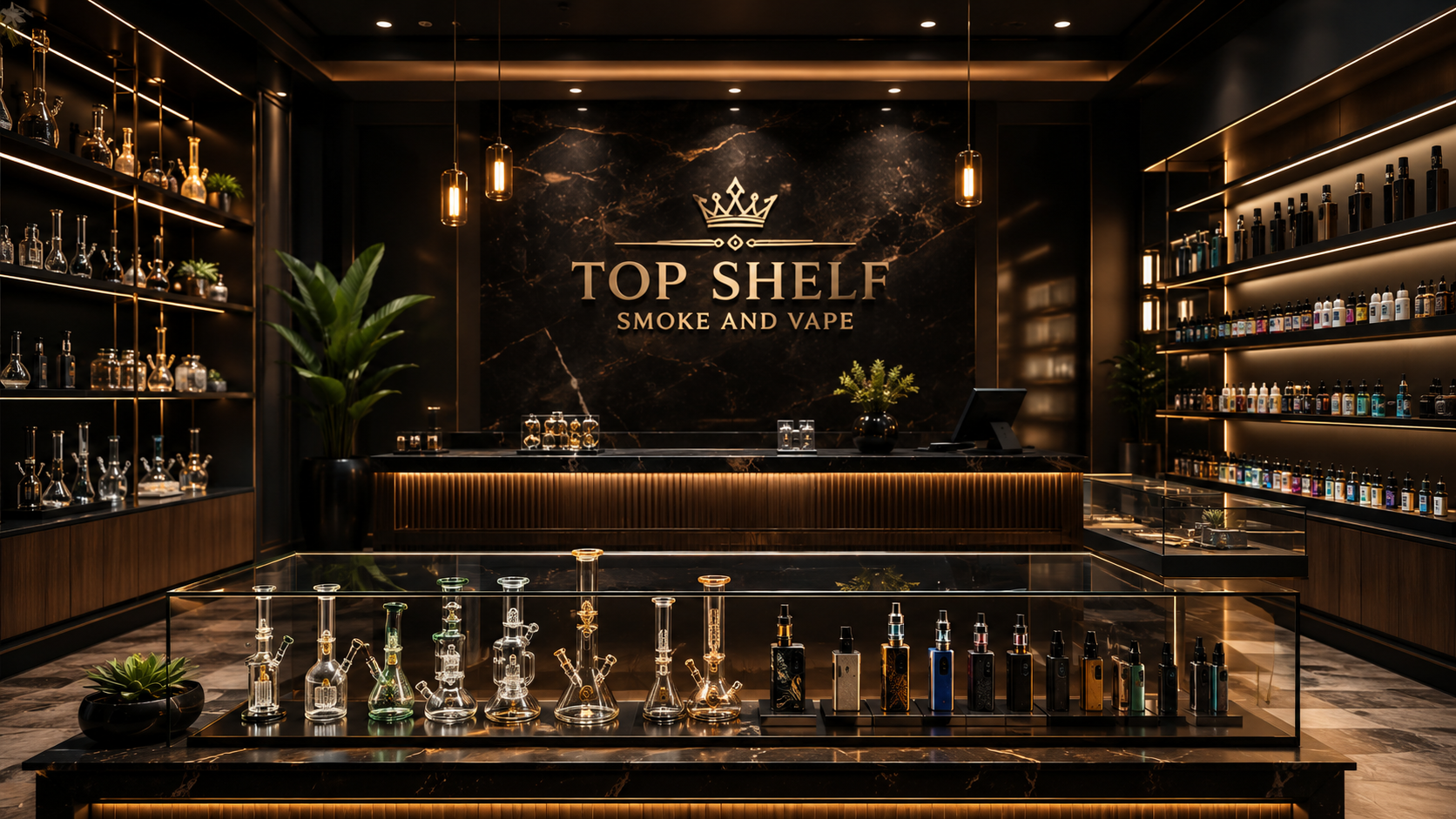 Top Shelf glass and vape counter website